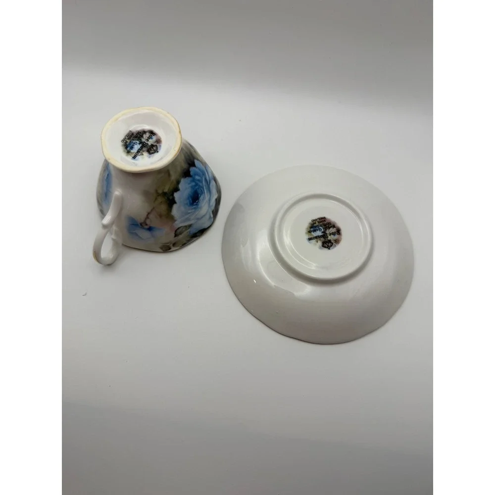 Vintage Royal Garden Rose Blossom Teacup & Saucer Set of 4 Staffordshire England